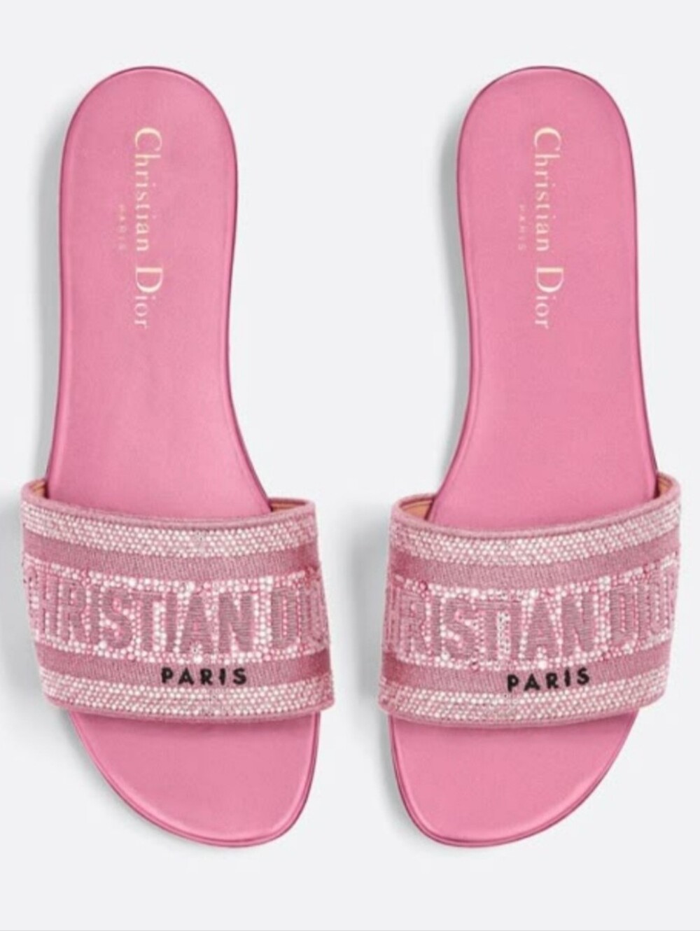 Dior Barbie Pink Crystal Logo Slide Sandals EU 40/ US 9-9.5